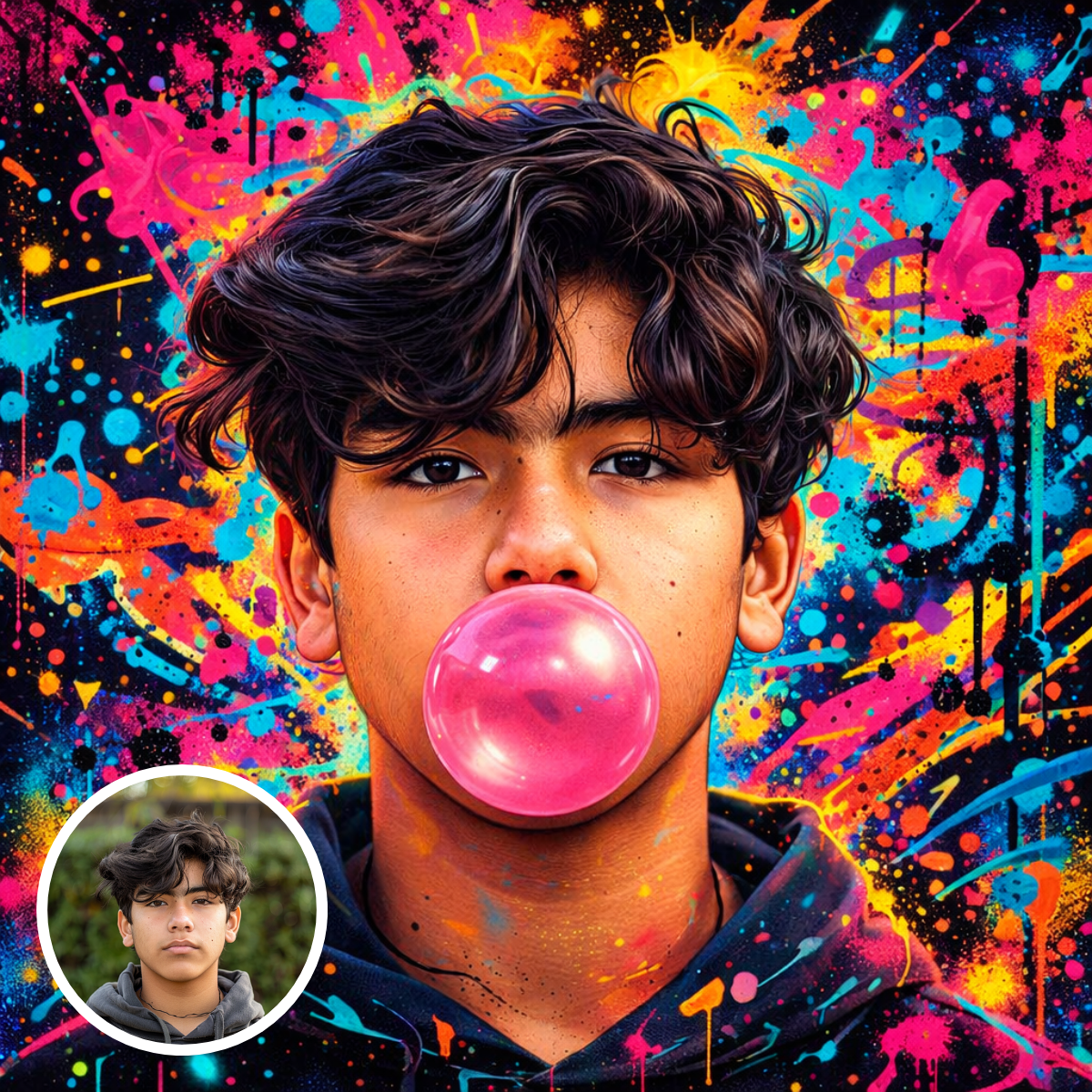 Neon Bubble Portrait